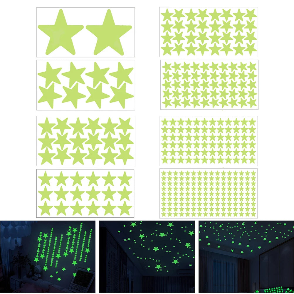 Glow In The Dark 3D Star Wall Stickers | Creative Luminous Room Decor alternate view