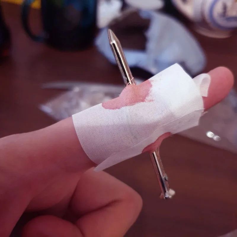 5Pcs Fool Toys Blood Prank Magic Prop Joke Fake Nail Through Finger Magic Funny Gad additional angle