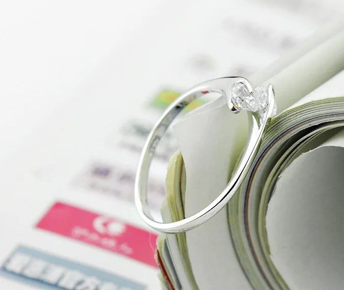 Real 925 Sterling Silver Rings Open Design 925 Sterling Silver Aaa Zirconia Adjustable R detail view