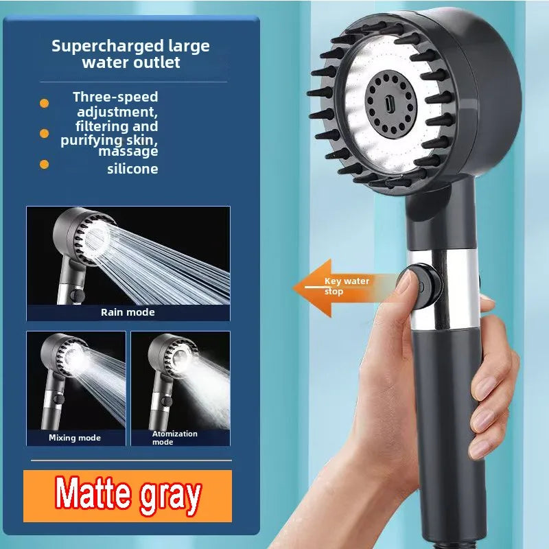 4 Modes Shower Head High Pressure Showerhead One-Key Stop Water Massage Shower Head W alternate view