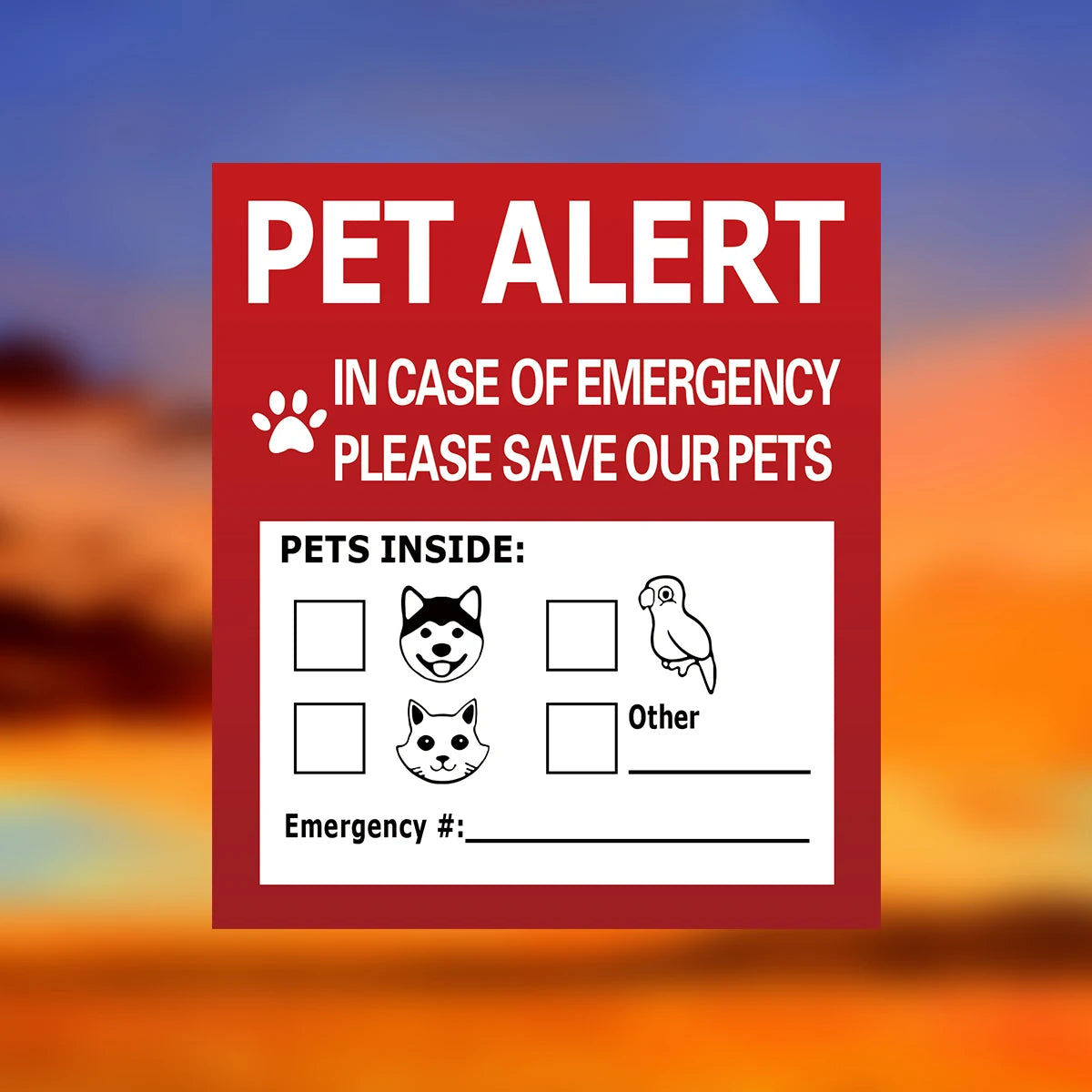 Pet Alert Stickers | Emergency Pet Rescue Window Decals (4 Pack) detail view