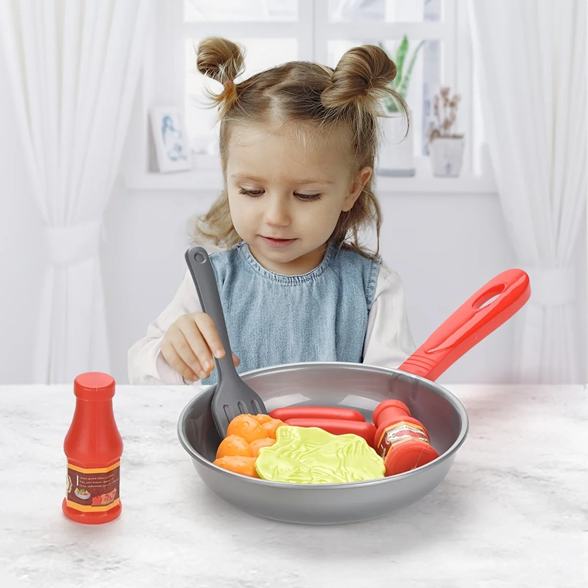 8PCS Children Kitchen Food Toys Simulation Cookware Game Set Pretend Play Pot Steak additional angle