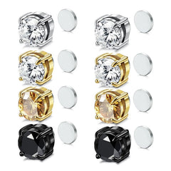 1Pair Magnetic Stud Earring Fake Piercing Crystal Clip Earrings For Women Men Punk Zircon Magnet Ear