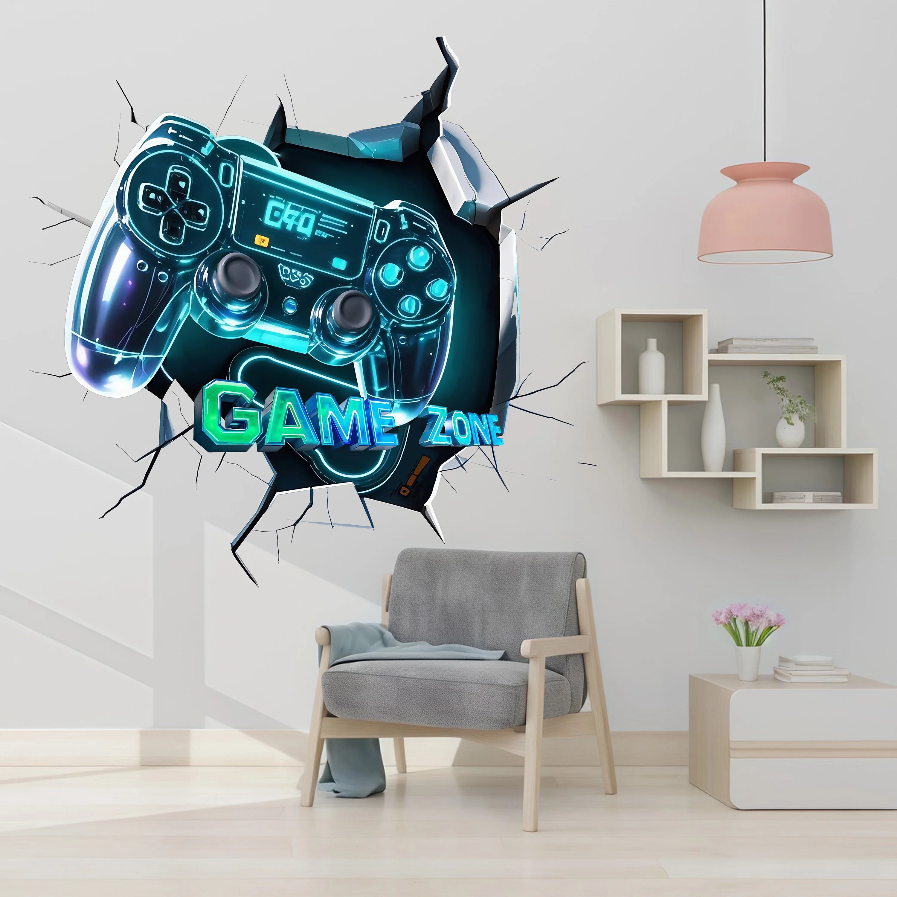 3D Visual Wall Sticker | Game Console Atmosphere Decal lifestyle view