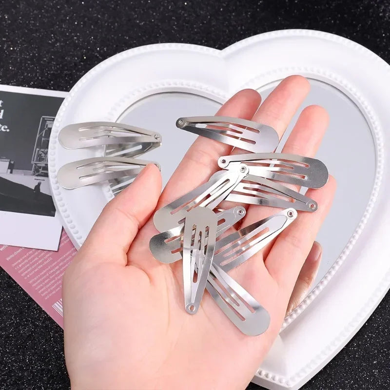 50pcs Silver Metal BB Hair Clips Girls Y2K Punk Drop Shaped Hairpins Hairclips Barret lifestyle view
