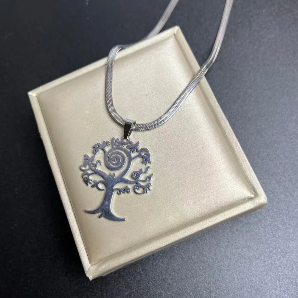 Tree of Life Pendant Necklace | Stainless Steel Family Tree Jewelry for Men and Women detail view