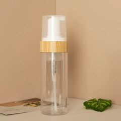 150ml Refillable Bamboo Foam Pump Bottle - Travel Size Empty Dispenser For Face Cleane close-up view