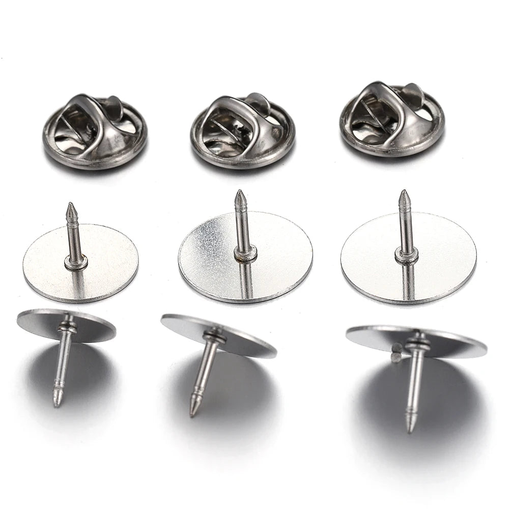 10pcs Stainless Steel Butterfly Tie Tack Backs Brooch Pin Base Cufflink Settings
