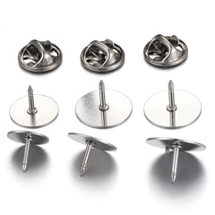 10pcs Stainless Steel Butterfly Tie Tack Backs Brooch Pin Base Cufflink Settings