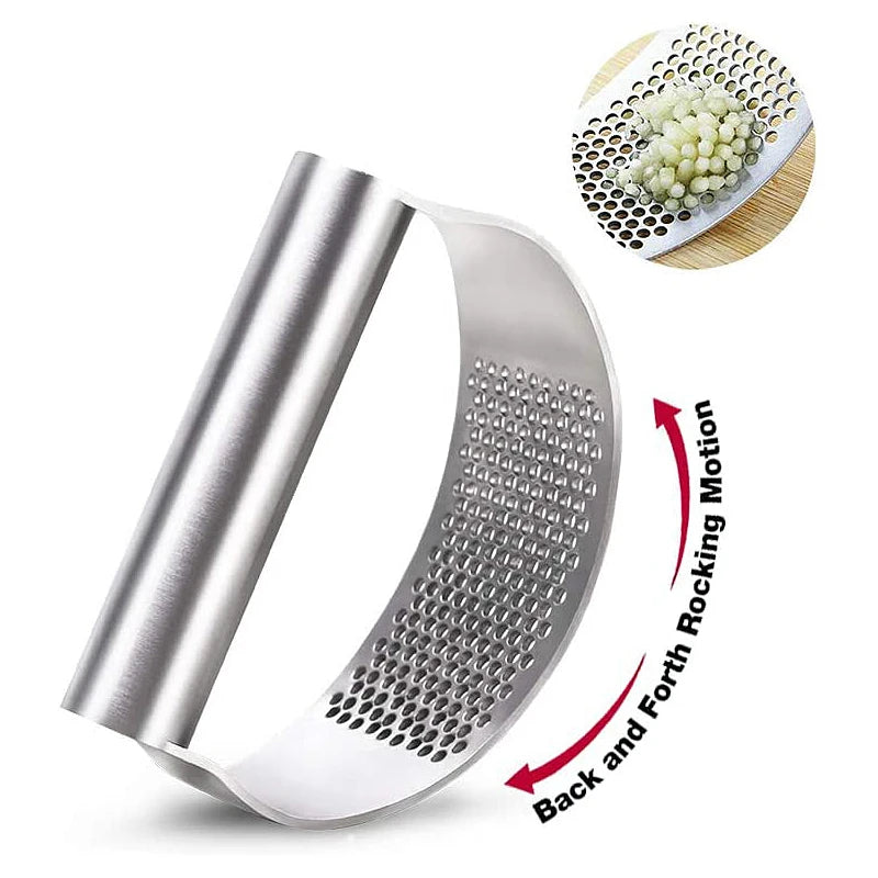 Stainless Steel Garlic Press Squeezer Manual Garlic close-up view