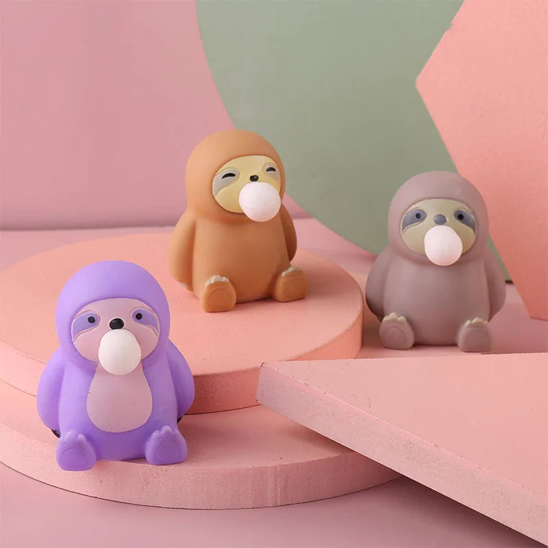 Animal Cute Anti-Stress Ball Decompression Cute sloth blowing bubbles Toys Abraact Soft Sticky Squis