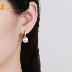 Pearl Hoop Earrings for Women | Light Luxury Fashion Jewelry close-up view