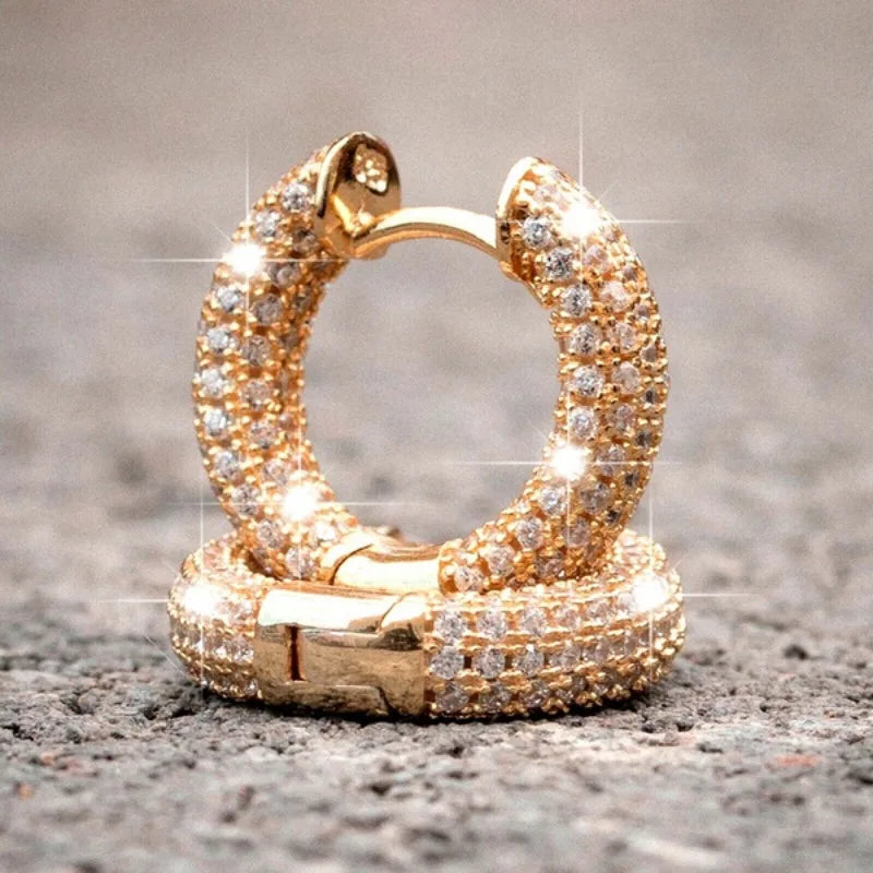Shiny White Zircon Hoop Earrings | Simple Daily Wear for Women and Men alternate view