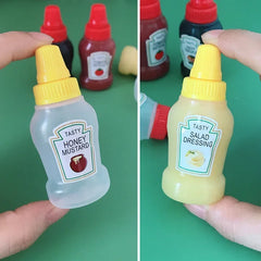 Mini Squeeze Condiment Bottles | 25ml Portable Camping Ketchup Oil Cruet Set close-up view