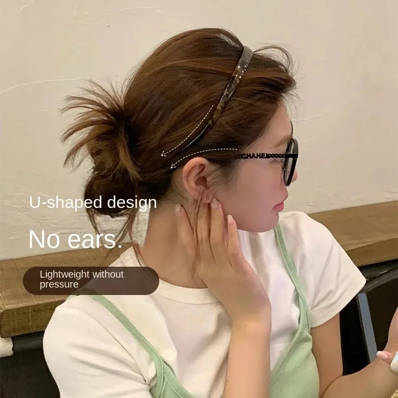 Vintage Sunglasses Frame Shape Hairbands Print Acrylic Thin Hair Hoop Anti-slip Simpl lifestyle view