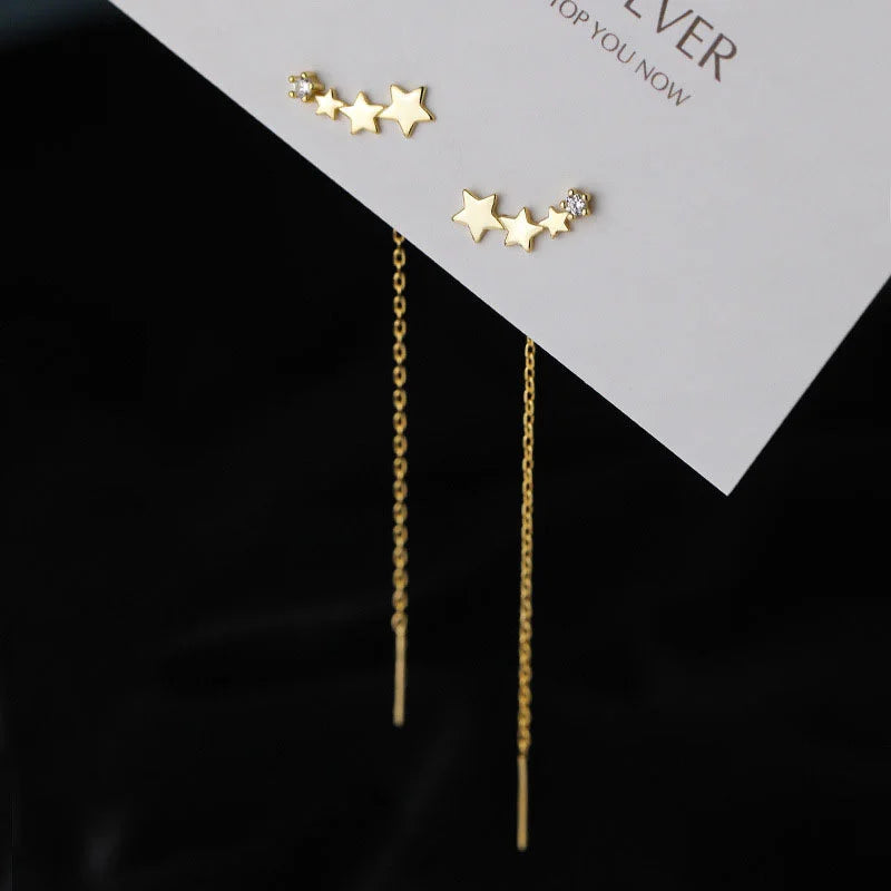 EVISPOL New Design Star Long Tassel Earrings for Women Fashion CZ Dangle Stud Earring lifestyle view