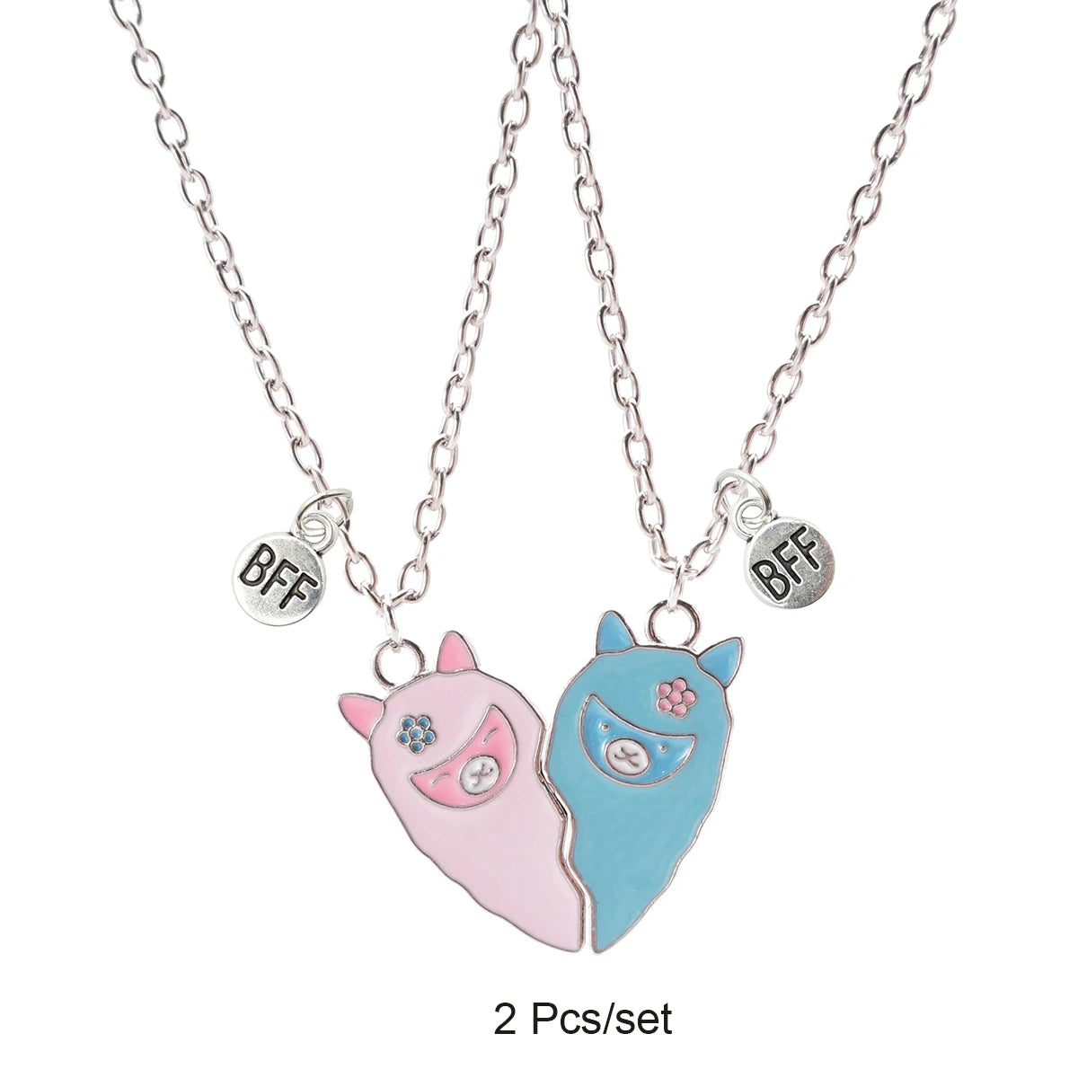 Broken Heart Best Friends Pendant Set | Magnetic Adjustable Lover Necklace for Wome additional angle