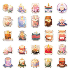 50-Piece Cozy Scented Candle Stickers | Waterproof Decals for Laptops, Notebooks, and alternate view