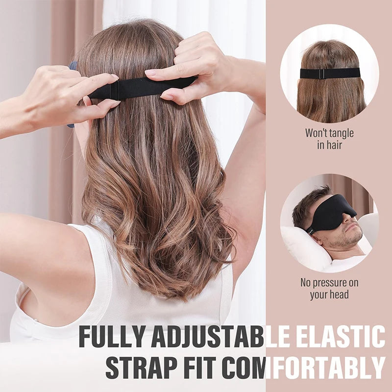 3D Sleep Mask for Light Blocking | Contoured Eye Cover with Soft Padding additional angle