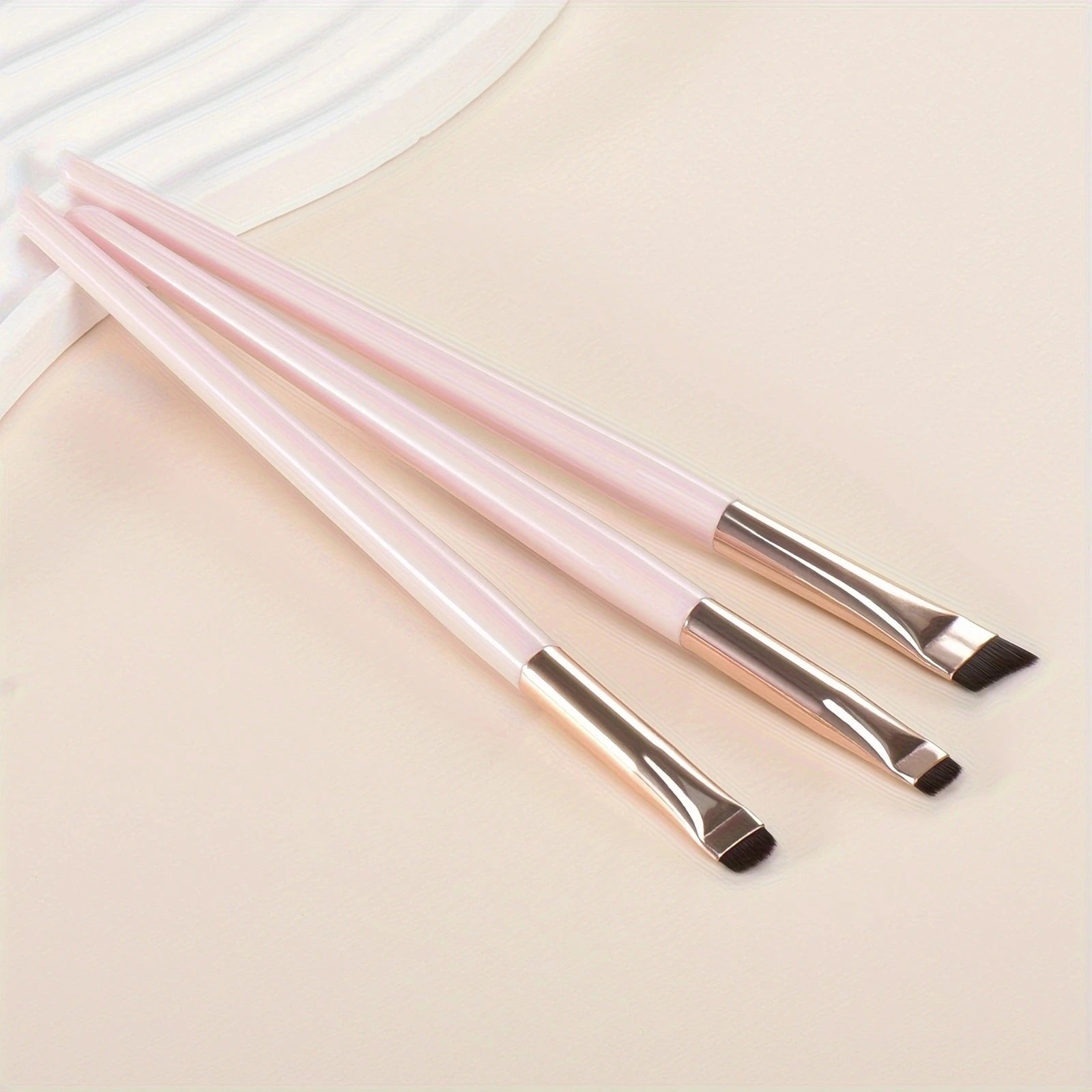 Ultra-Thin Eyebrow Brush Set | 3-Piece Angled Precision Makeup Brushes close-up view