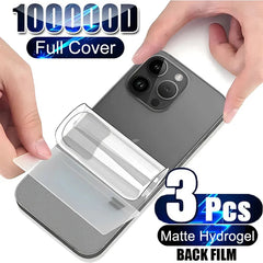 3Pcs Back Soft Matte Hydrogel Film For iPhone 15 14 13 12 Mini 11 Pro X XS MAX XR 7 8 Plus SE Clear TPU Screen Protector