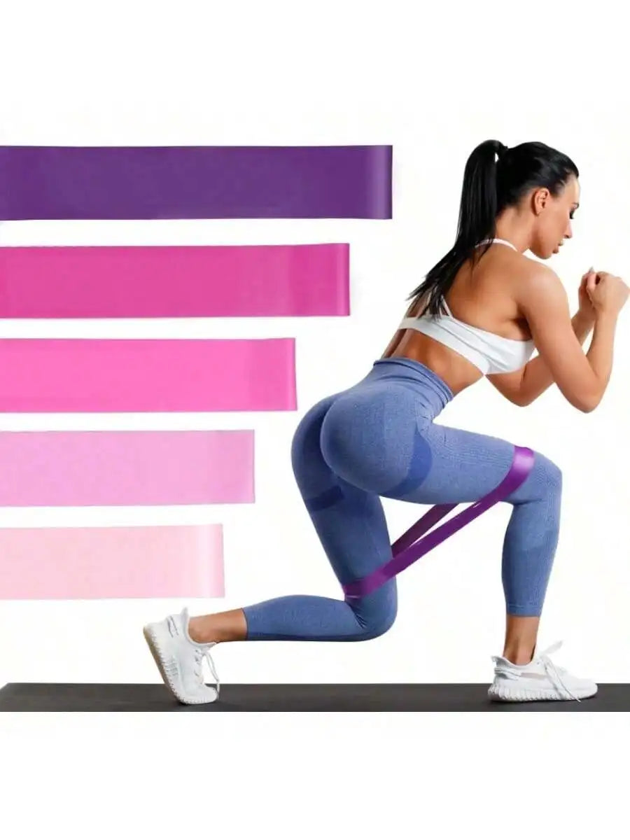 5 Pack Pink Resistance Bands | Elastic Fitness Loops for Leg and Butt Exercise