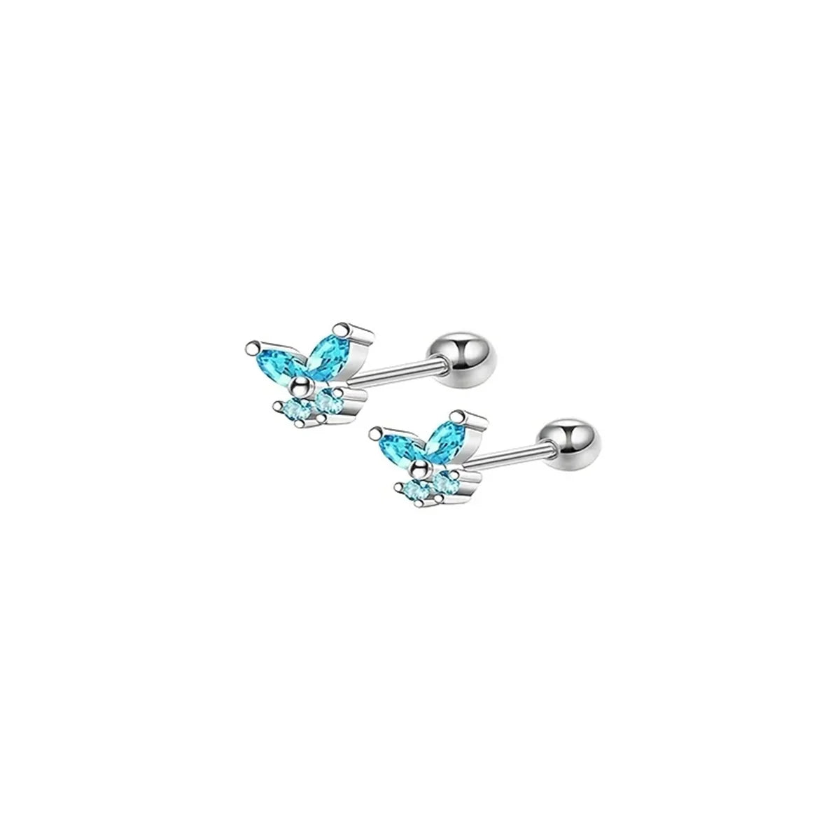 EVISPOL 2-14 Pcs Butterfly Moon Stainless Steel Stud Earrings, Hypoallergenic Hoop Ear close-up view