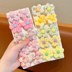 10Pcs/Set New Baby Girl Cute Colorful Flower Hair Bands Ponytail Holder Chilren Soft Scr detail view