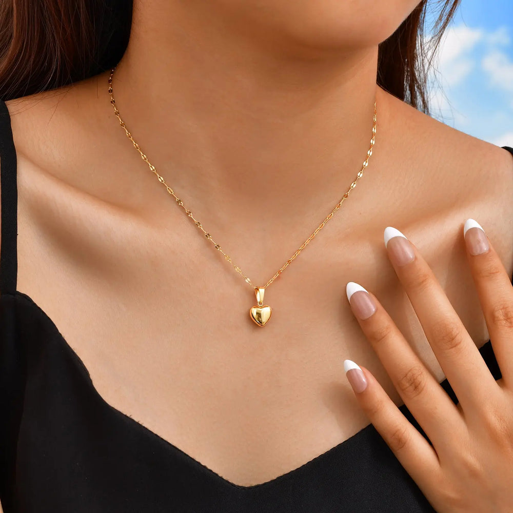 Layered Heart Pendant Necklace | Stainless Steel Minimalist Jewelry for Women additional angle