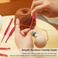 1Pcs Red Crochet Hook Silicone Handle Aluminum Hand Knitting Needles Crocheting Weave close-up view