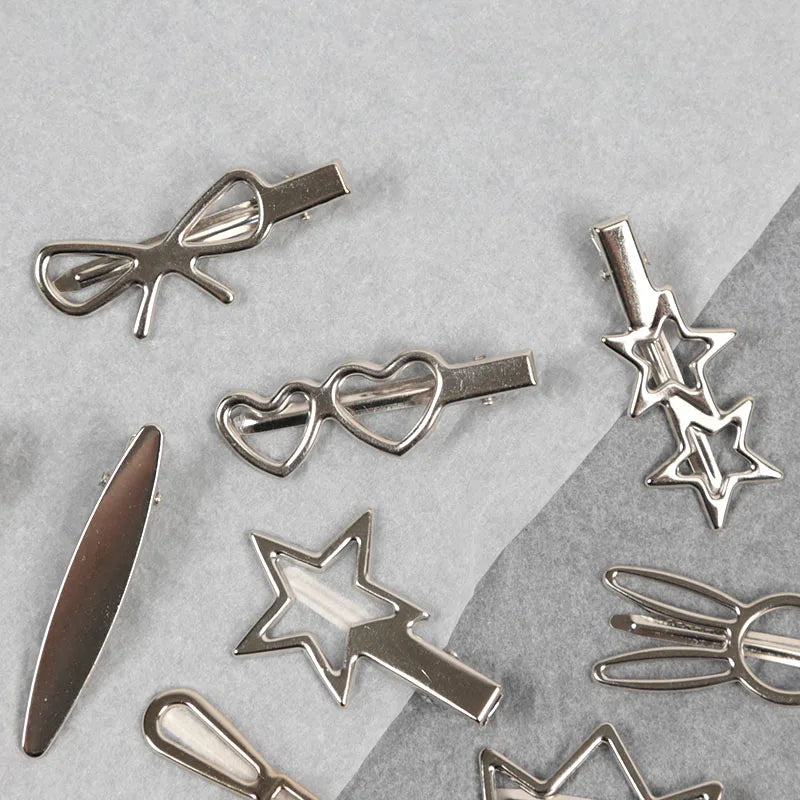 Y2K Duckbill Hairpin Sliver Metal Hair Clips Women Girls Personality Bangs Side Headwear Barrettes Hairclip Styling Accessories