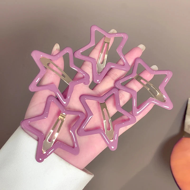 AWAYTR 5 Pcs Hollowed Star Hair Clips Star Snap Hairpins Sweet Headpiece Hair Barrettes Hair Accessories for Girls Dropship