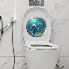 Classic 3D Sea World Dolphin Toilet Stickers | Self-Adhesive Waterproof Decor detail view