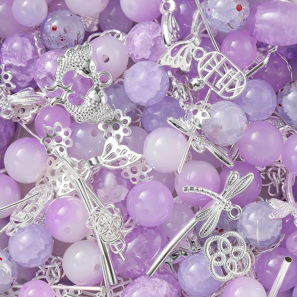 30-50G/Lot Mixed Glass Beads Metal Pendants Spacer Bead Jewelry Accessories for DIY B alternate view