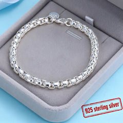 Noble Nice 925 Sterling Silver Geometric 4MM Chain Bracelets for Women Wedding Party Christmas Gifts