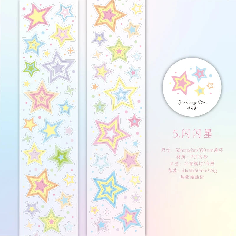 Star Cloud Masking Tape 5x200cm | Decorative Scrapbooking Tape Roll additional angle
