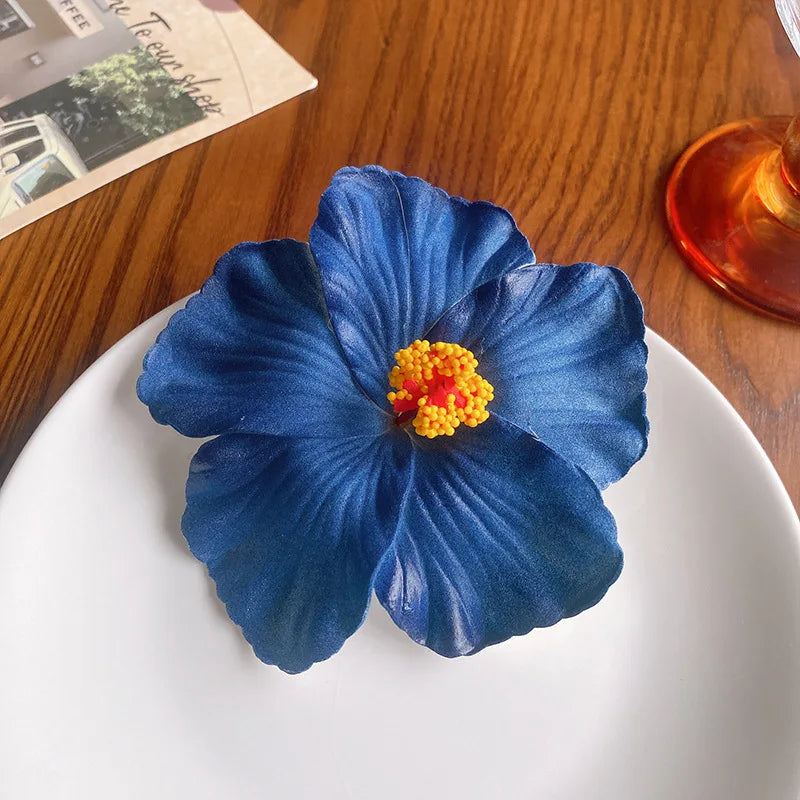 Egg Flower Hibiscus Hawaiian Headdress Dried Flower Hairpin Bangs Clip Duckbill Hair Clips Hair Accessories