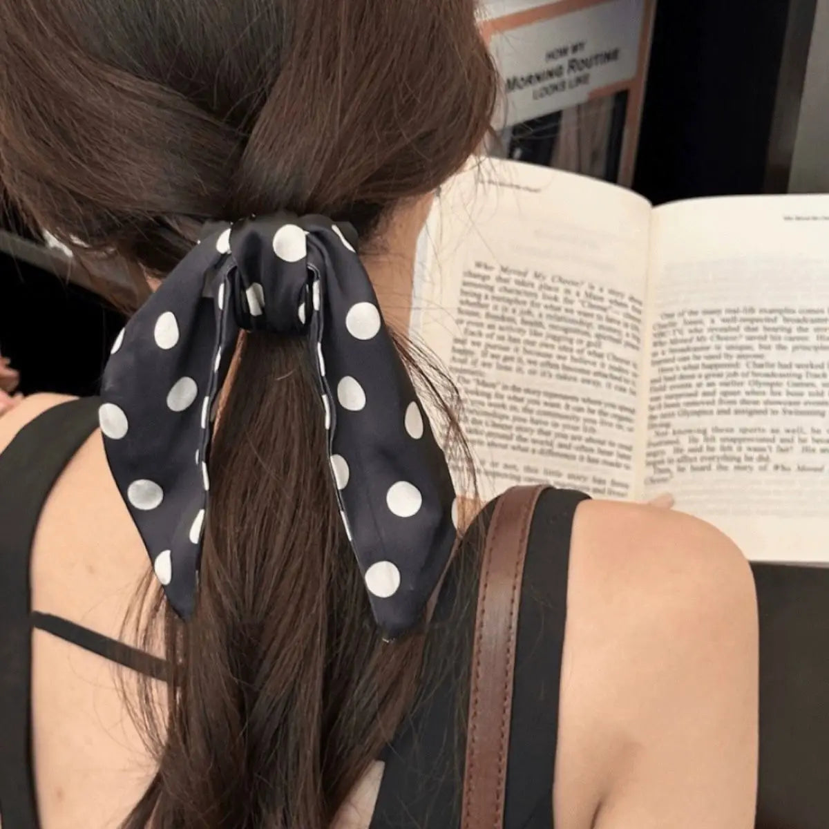 Black And White Polka Dot Bow Hair Clip for Women Elegant Daily Wear Ponytail Clip Fashion Girls Shark Clip Hair Accessories