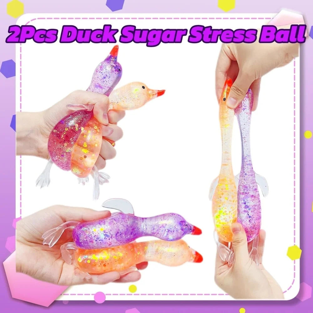 Squishy Glitter Duck Fidget Toy | Stress Relief Sensory Toy for Kids and Adults alternate view