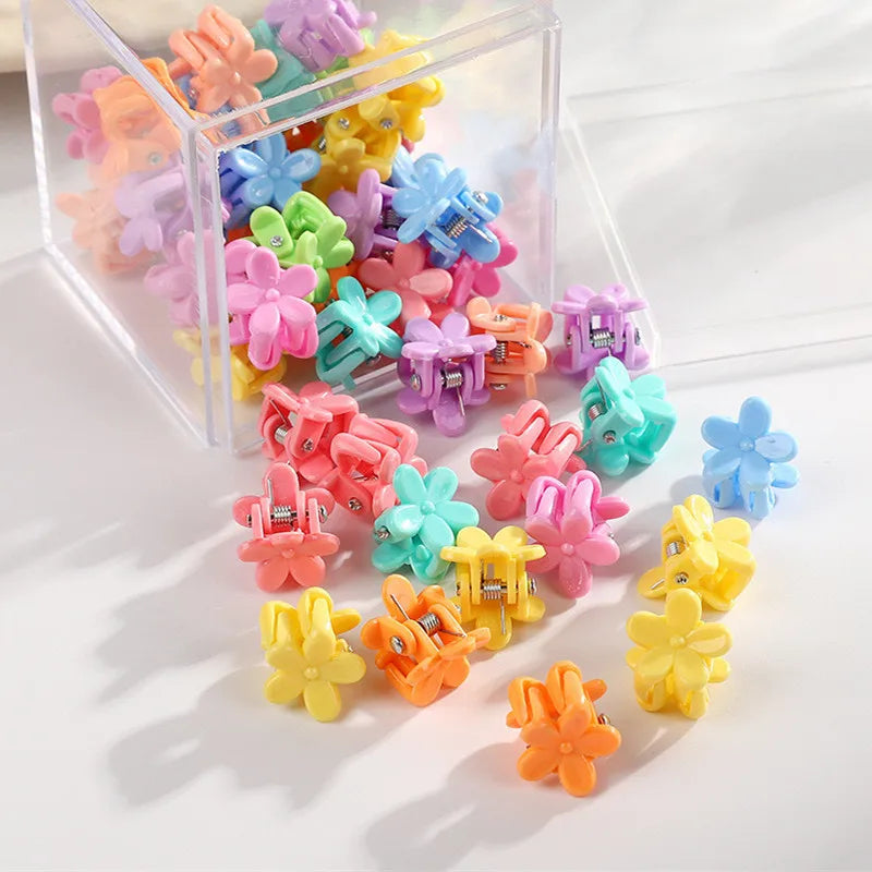 Macaron Color Flower Hair Clips Tiny Claw Clips Sweet Hairpins for Children Girls Fashion Hair Accessories