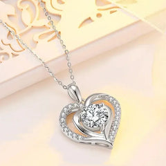 Huitan Delicate Heart Pendant Necklace for Women Luxury Bright Cubic Zirconia Neck Ac alternate view
