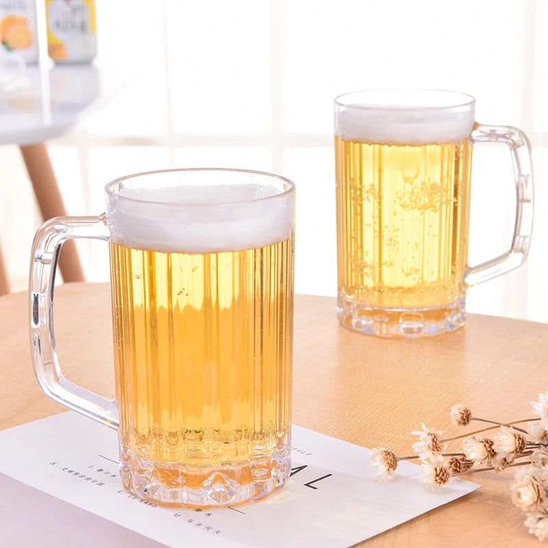 500ML Transparent Beer Mug Plastic Unbreakable Breakfast Milk Coffee Juice Water Cup B close-up view