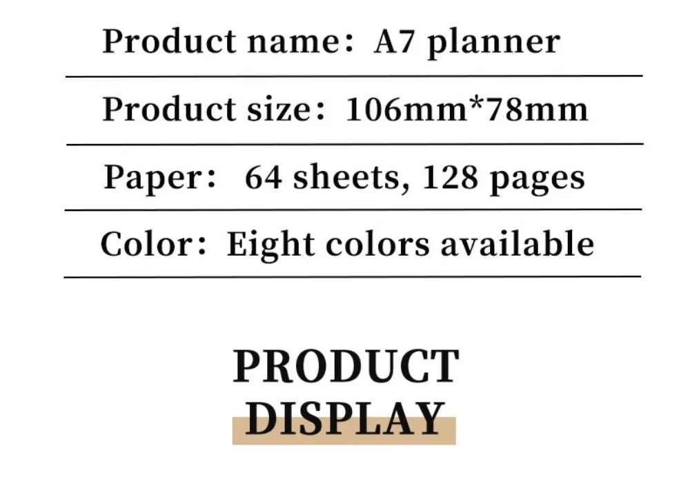 Portable A7 2026 Agenda Book – Pocket Weekly Planner with Calendar