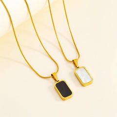 Double Sided Square Pendant Necklace | 18K Gold Plated Stainless Steel Jewelry detail view