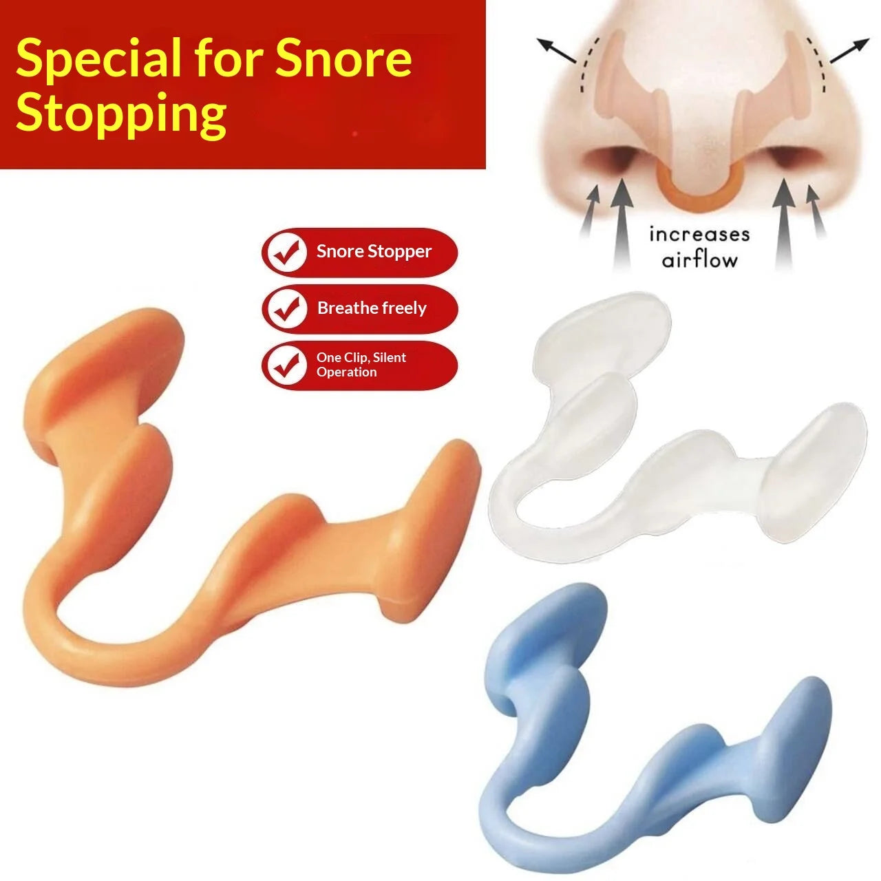 Anti Snoring Clip for Men Women | Silent Snore Stopper Breathing Corrector lifestyle view