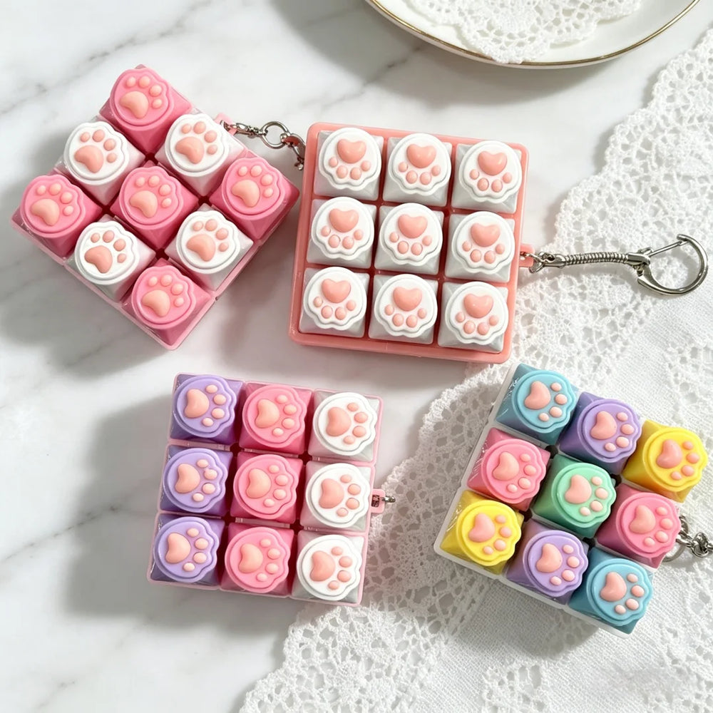 Keyboard Fidget Toys LED Crystal Keycap Keychain Stress Relief Fingertip Gadget Decompression Toys C