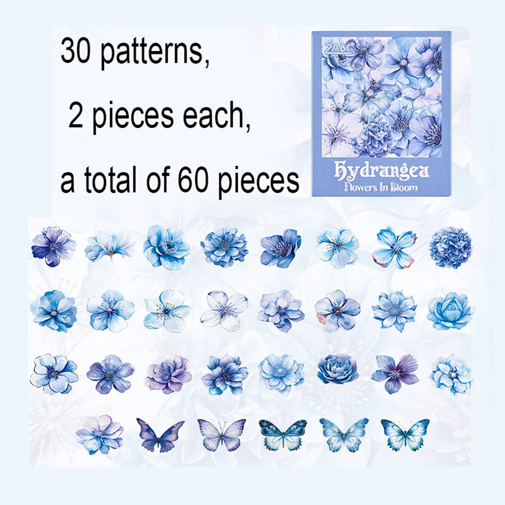 60 Pieces Plant Flower Pattern PET Stickers | Beautifully Decorated Scrapbook Sticker alternate view
