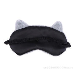 Solid Color Plush Sleep Mask for Naps | 3D Cute Blackout Eye Cover with Adjustable Strap detail view