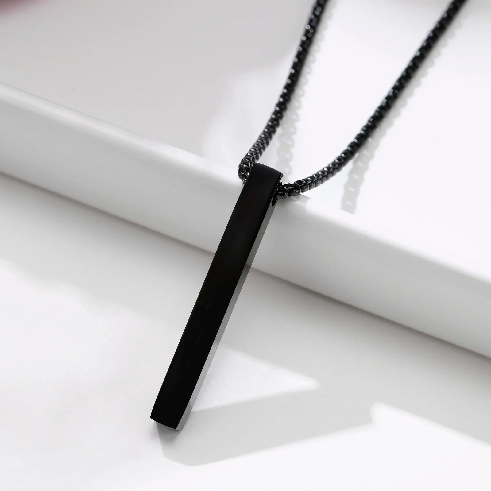 Vinox 5mm Pillar Necklace | Unisex Stainless Steel Geometric Pendant alternate view