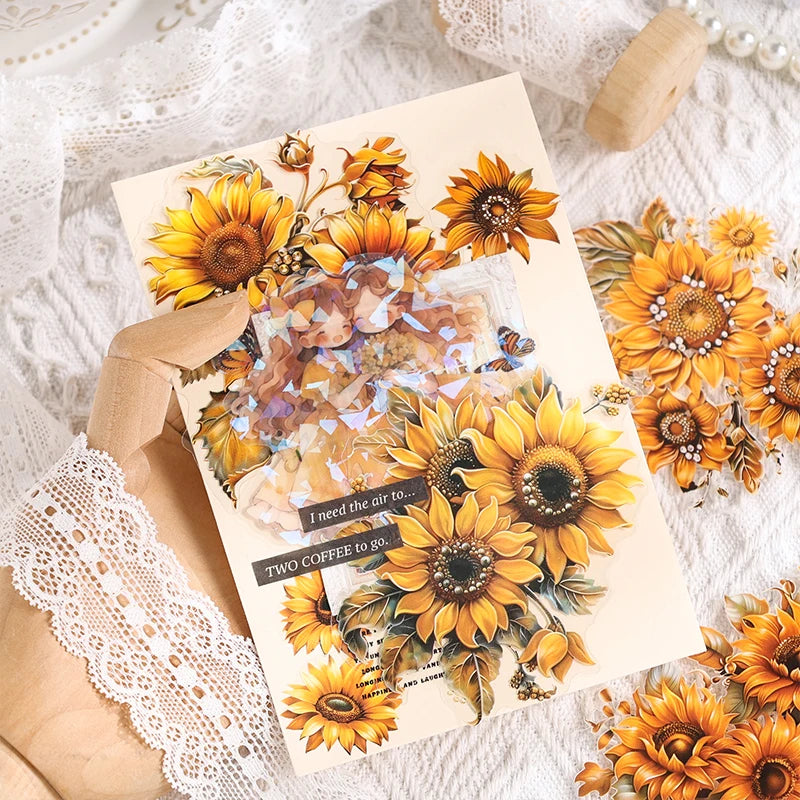 Mr. Paper, 6 Styles, 10pcs/pack, Dreamy Simulation Flower Stickers,Scrapbook Collage, close-up view